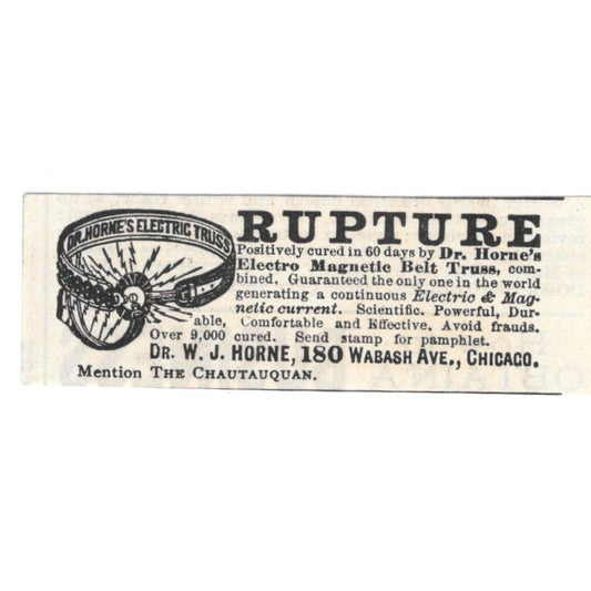 W.J. Horne Electromagnetic Belt Truss Rupture c1890 Victorian Ad AE8-CH11
