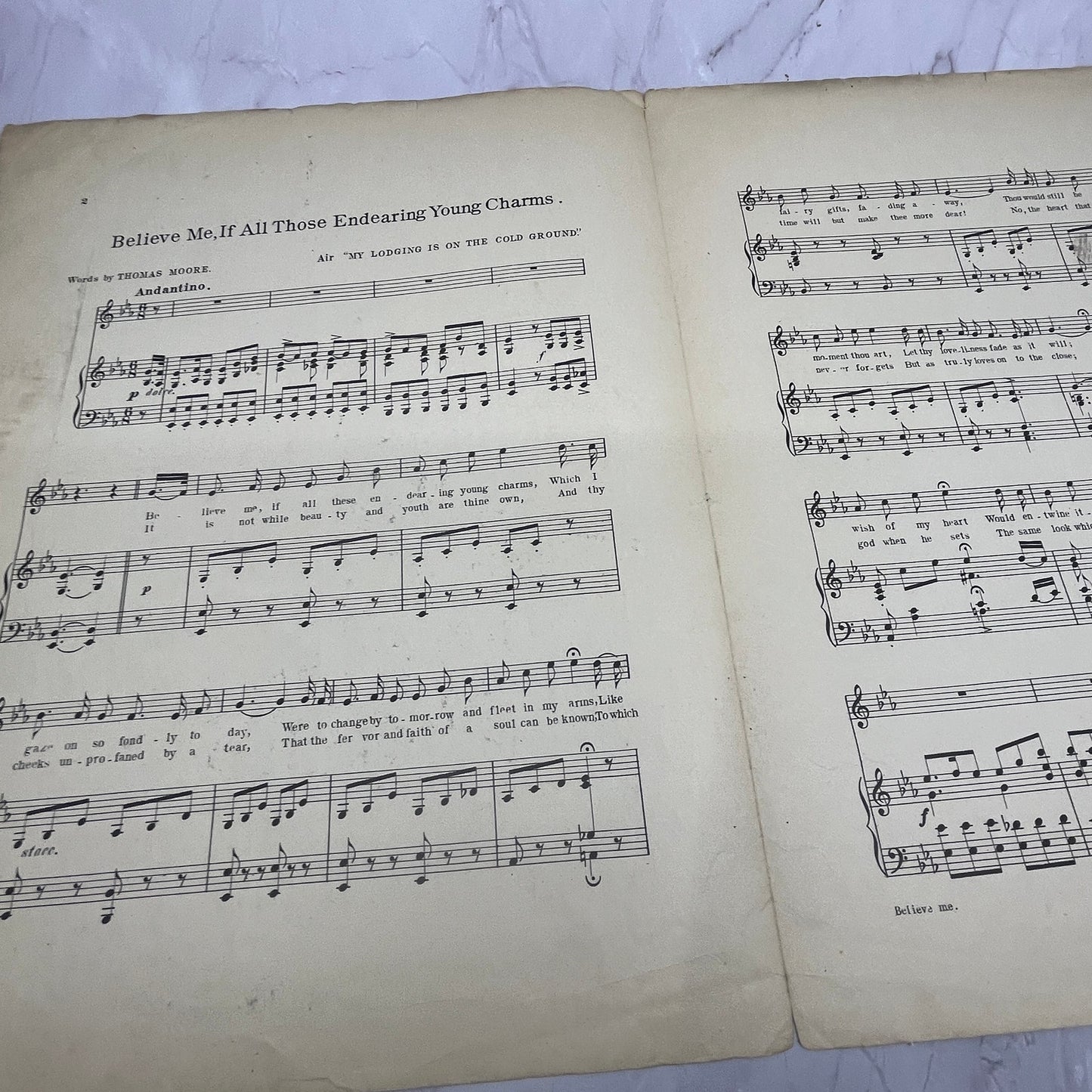 Believe Me if All Those Endearing Young Charms Stevenson Antique Sheet Music V15