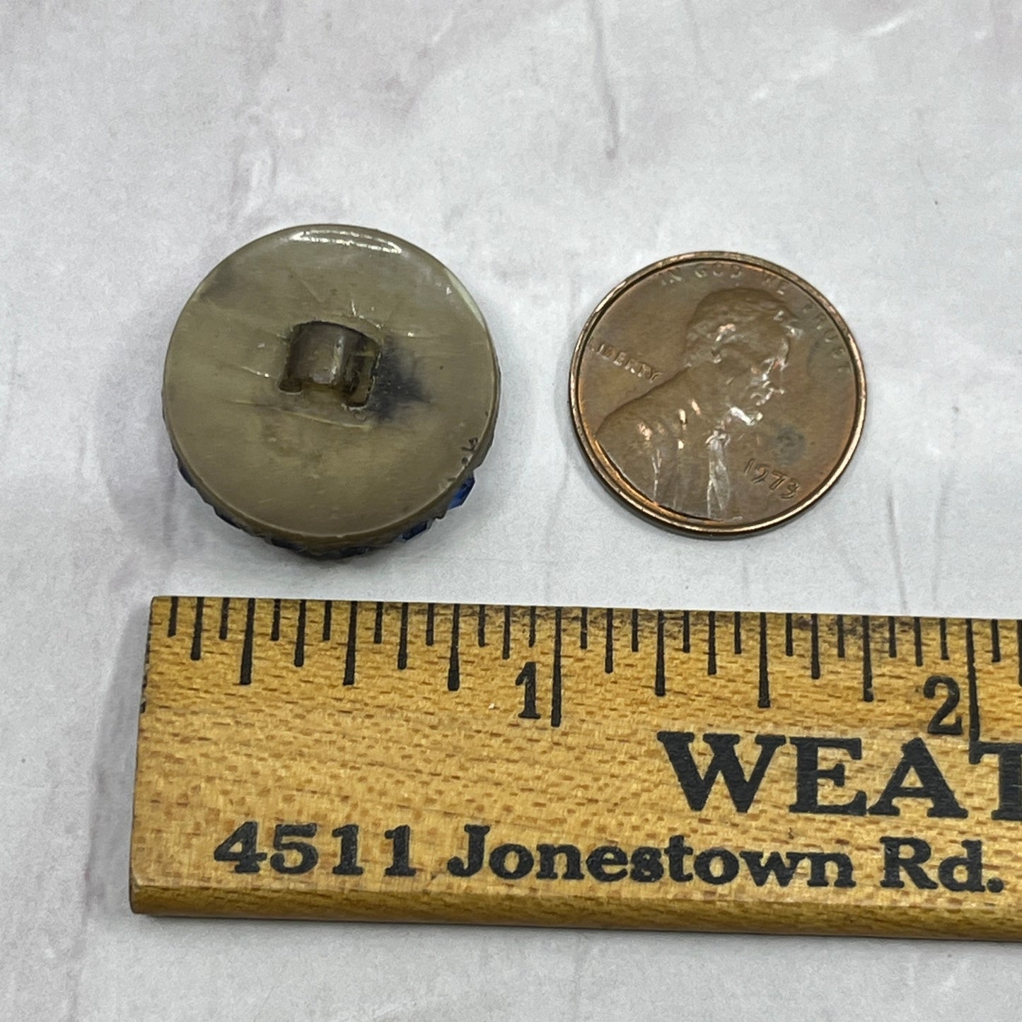 Vintage Blue Rhinestone Button 3/4" SE2