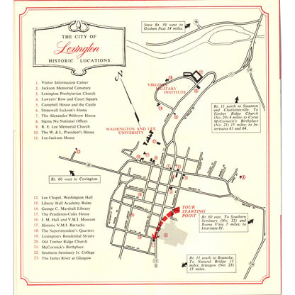 1970s Historic Lexington Virginia in Rockbridge County Fold Out Brochure TF4-BC