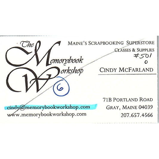The Memorybook Workshop Cindy McFarland Gray ME Vintage Business Card SC9-B10