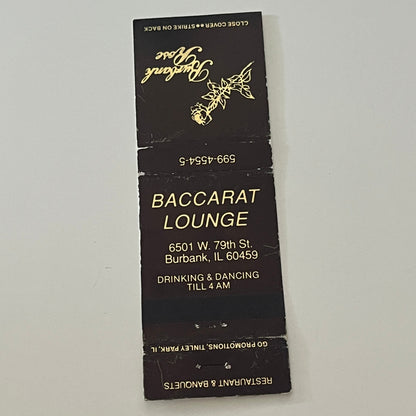 Burbank Rose Baccarat Lounge Burbank IL Matchbook Cover MM5-9