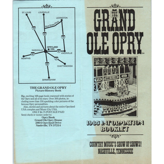 1980s The Grand Ole Opry 1985 Information Booklet Nashville TN Brochure TF4-BC
