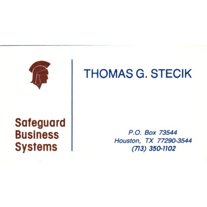 Thomas G. Stecik Safeguard Business Systems Houston Vintage Business Card SE3-B4