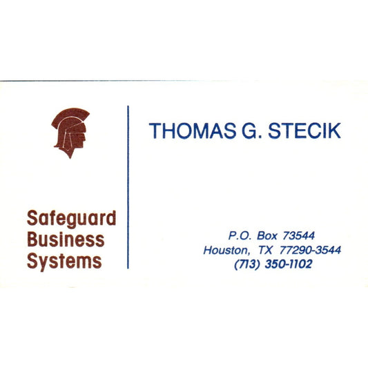 Thomas G. Stecik Safeguard Business Systems Houston Vintage Business Card SE3-B4