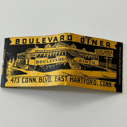 Boulevard Diner East Hartford CT Vintage Matchbook Cover TB6-MB1-6