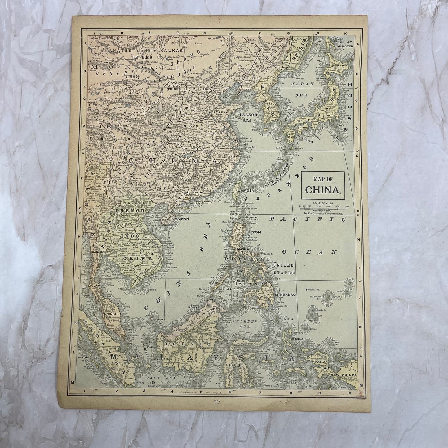 1899 Map of China 10x13 Original Tinted Map Engraving FL6-8