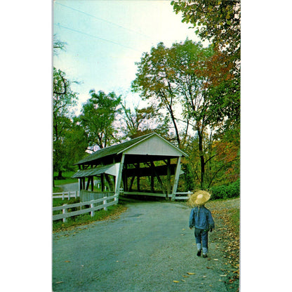 Rock Mill Bridge Lancaster Ohio Vintage Covered Bridge Postcard PD1