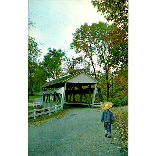 Rock Mill Bridge Lancaster Ohio Vintage Covered Bridge Postcard PD1