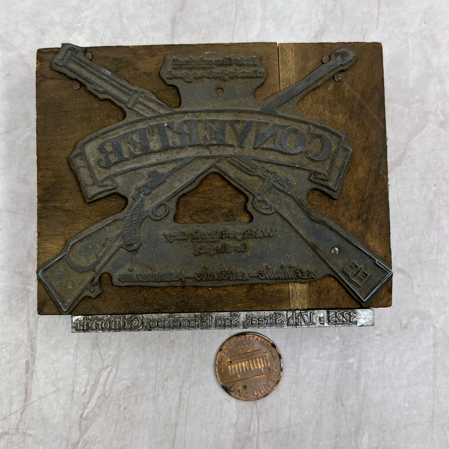Converter Guns Rifle Pistol Vintage Letterpress Printers Block Plate SF5