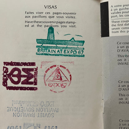 Expo 67 Montreal Adult Season Passport 1967 With Stamps TF5-L3