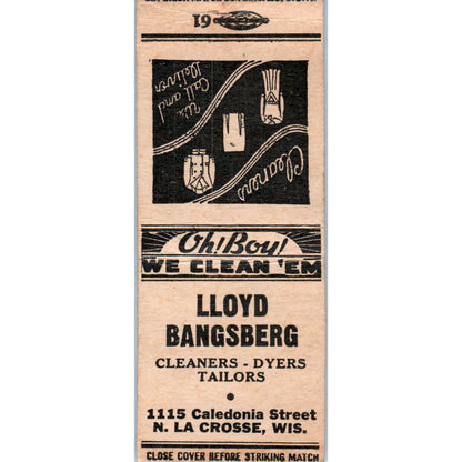 Lloyd Bangsberg Cleaners Taylors La Crosse WI Vintage Matchbook Cover SD2-Y15