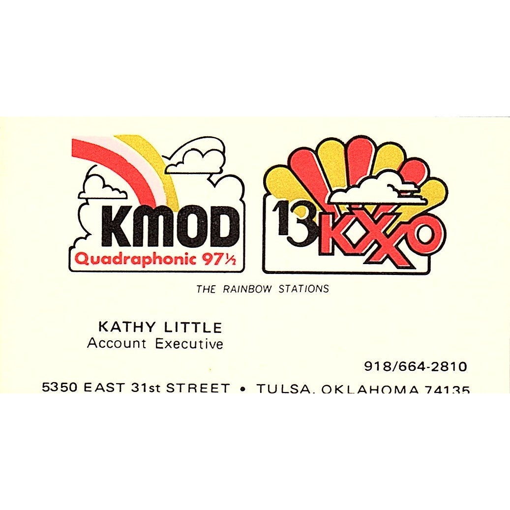 The Rainbow Stations Kathy Little Tulsa OK Vintage Business Card SSB4-B12