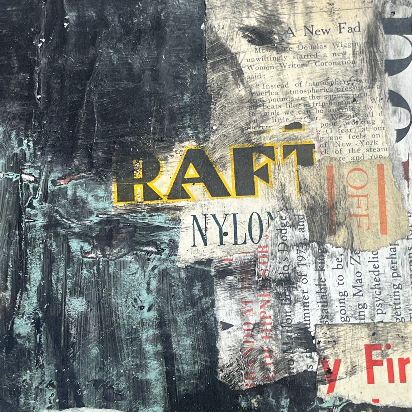 Original Grunge Minimalist Modern Art Collage Painting 8.5x11 "Maquette" Signed