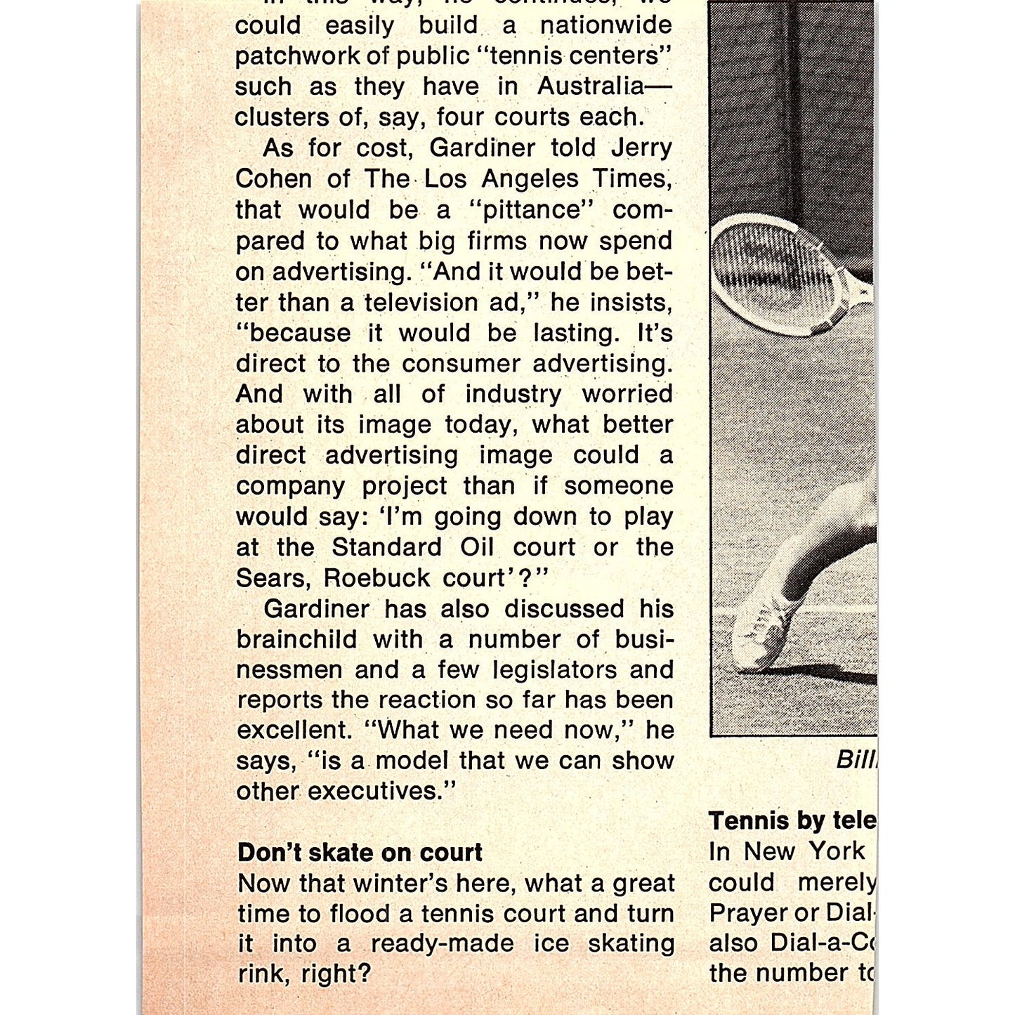 Van Der Meer Tennis Teaching System Tennis Camps Billie Jean King 1977 Ad AF3-M1
