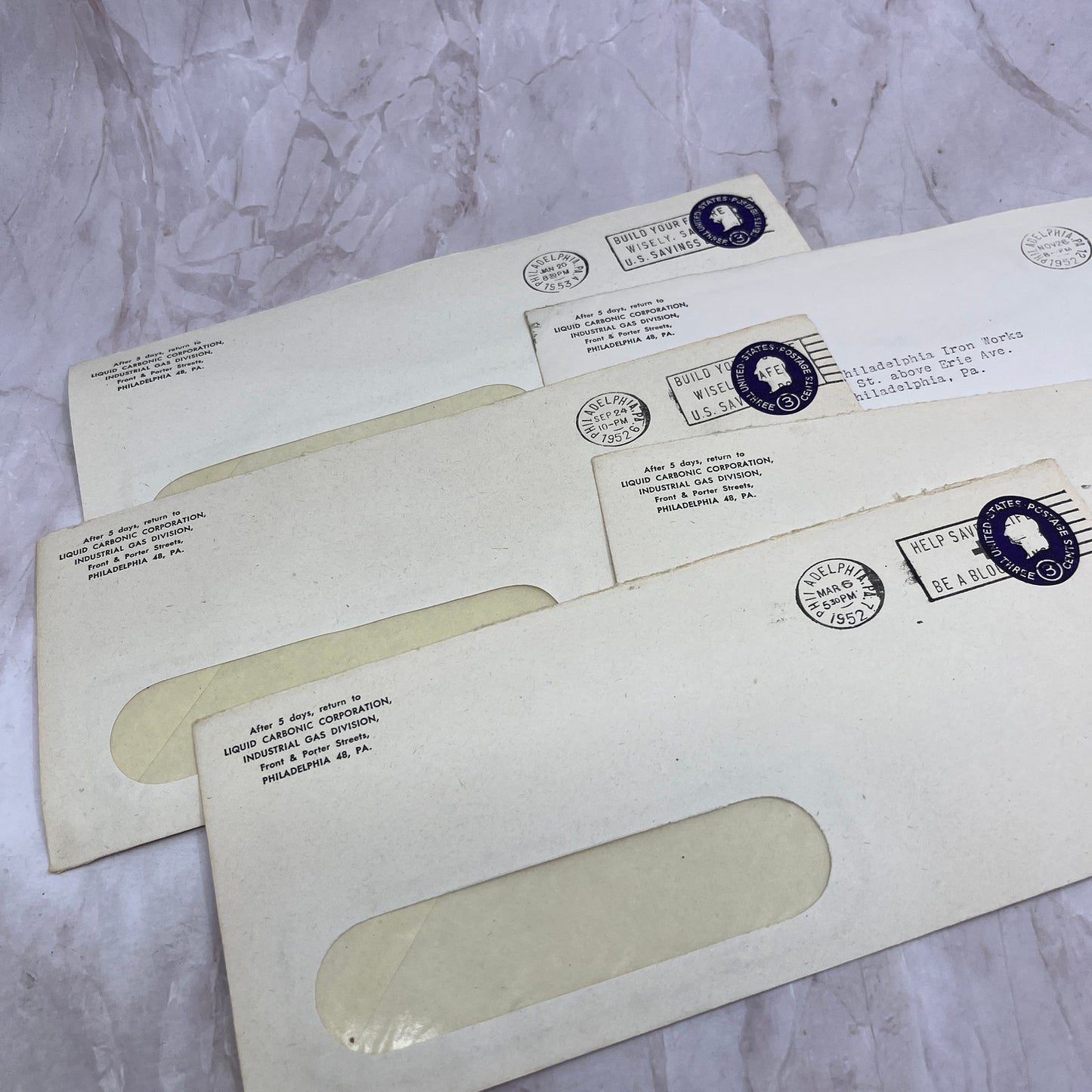 1950s Lot of Liquid Carbonic Corporation Philadelphia PA Envelopes L4-4-14