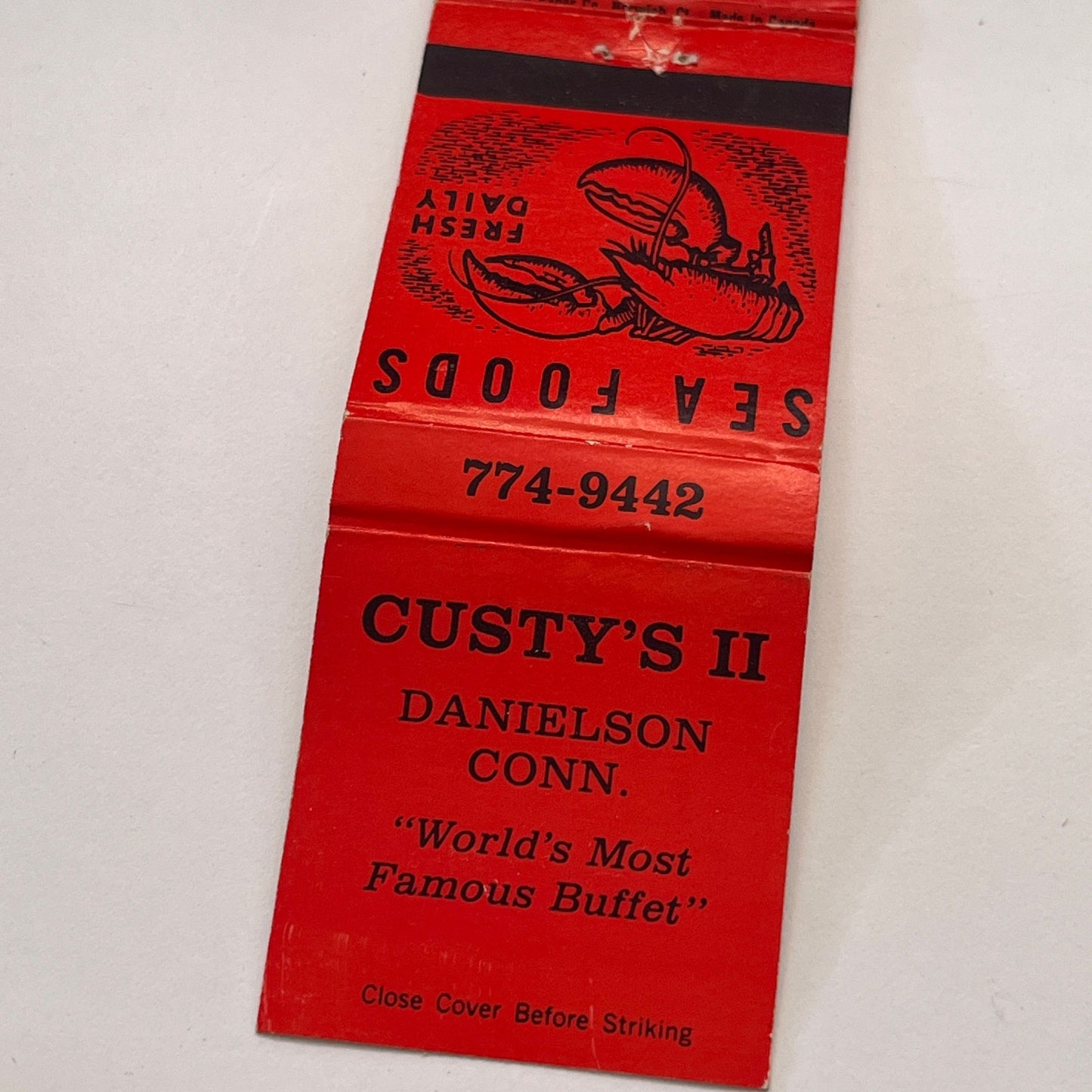 Custy's II Seafood Danielson CT Vintage Matchbook Cover TB8-MB-15