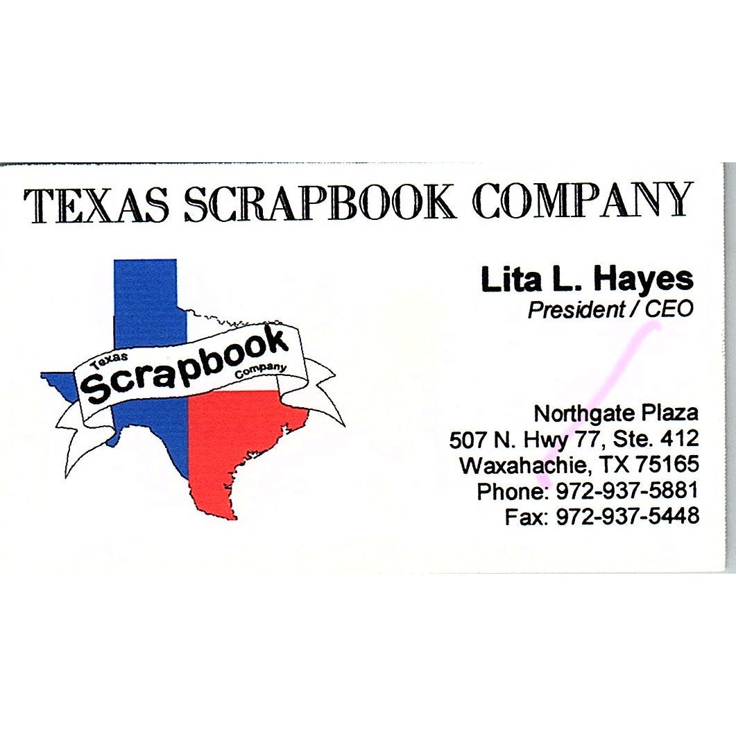 Texas Scrapbook Co Lita L Hayes Waxahachie TX Vintage Business Card SC9-B11