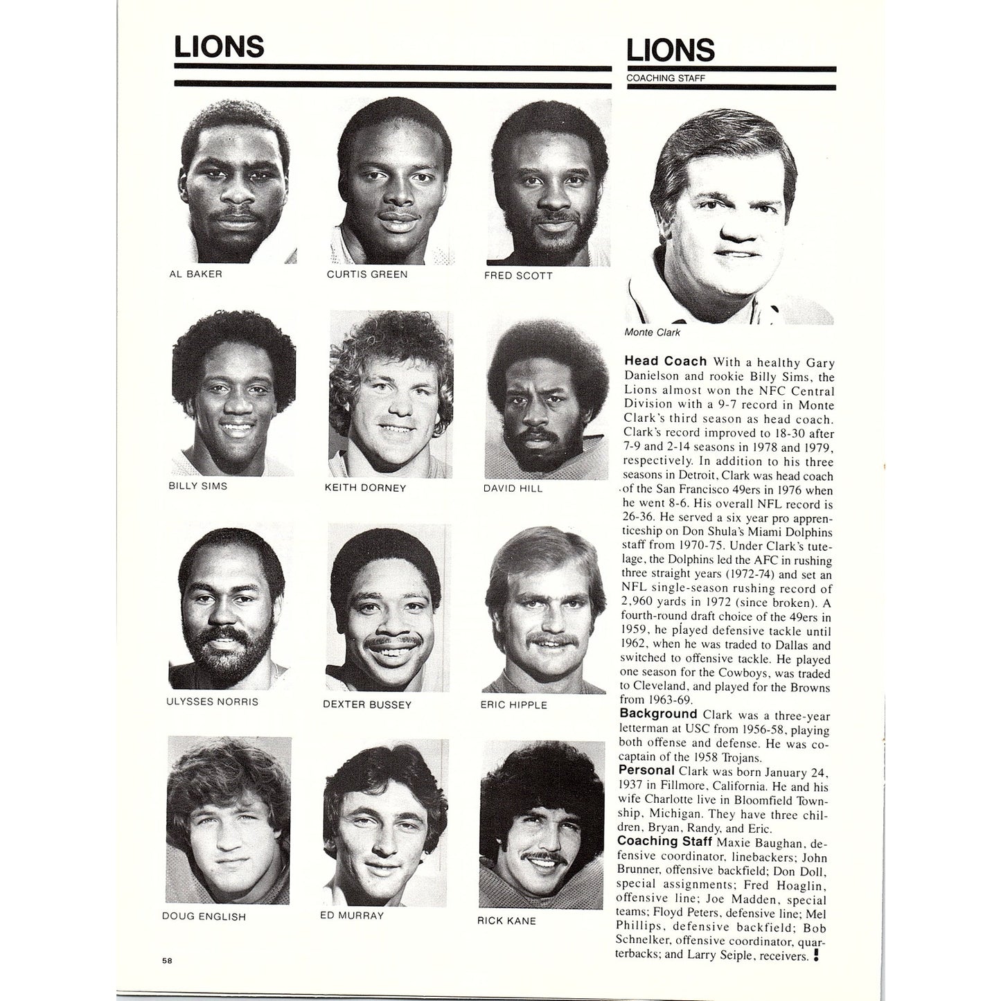 1981 Green Bay Packers Vs. Detroit Lions Gameday Roster Fold Out 8x11" 1981 D26
