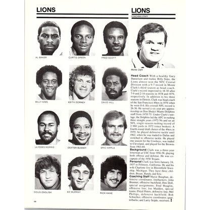 1981 Green Bay Packers Vs. Detroit Lions Gameday Roster Fold Out 8x11" 1981 D26