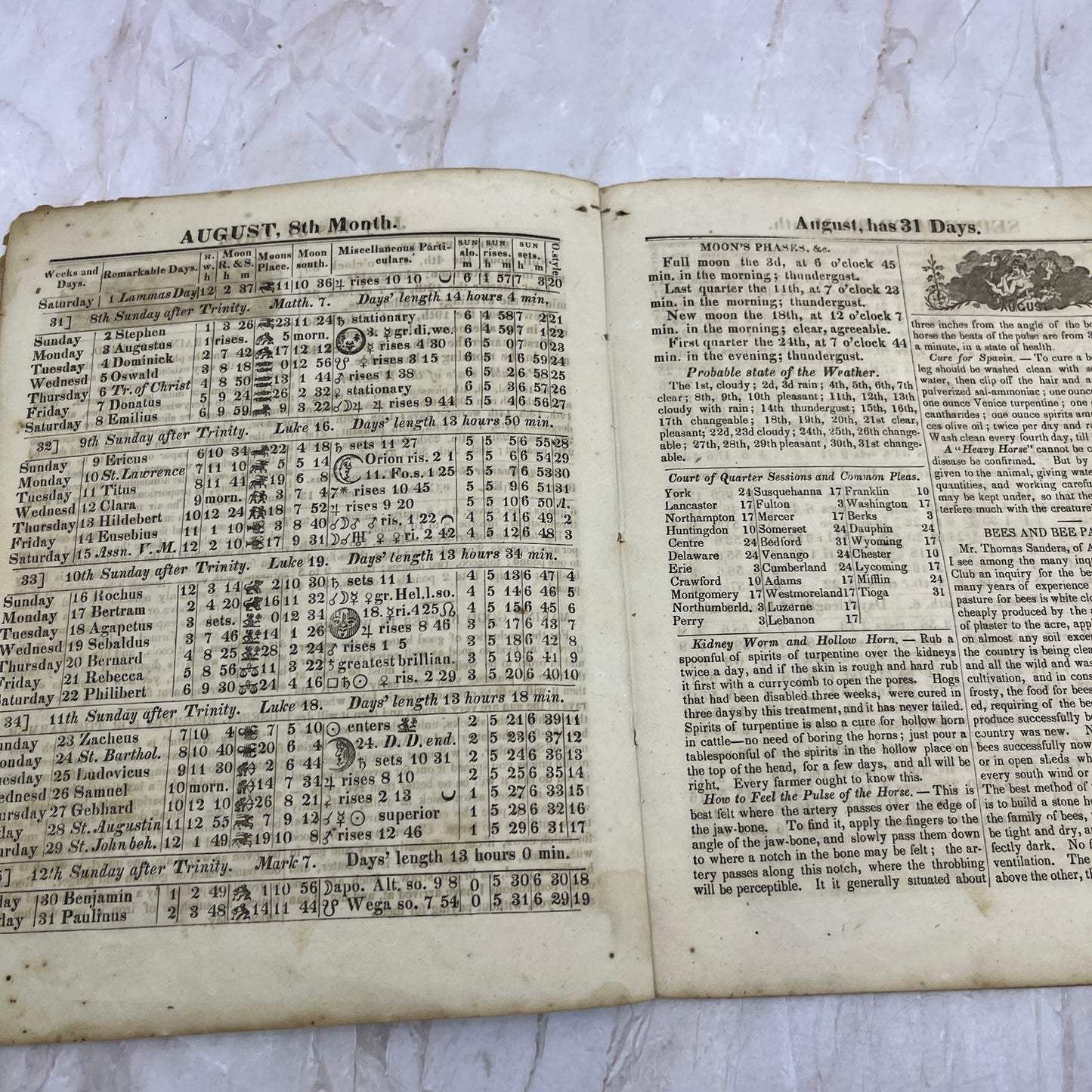 1868 Agricultural Almanac Lancaster PA John Baer’s Sons TF5