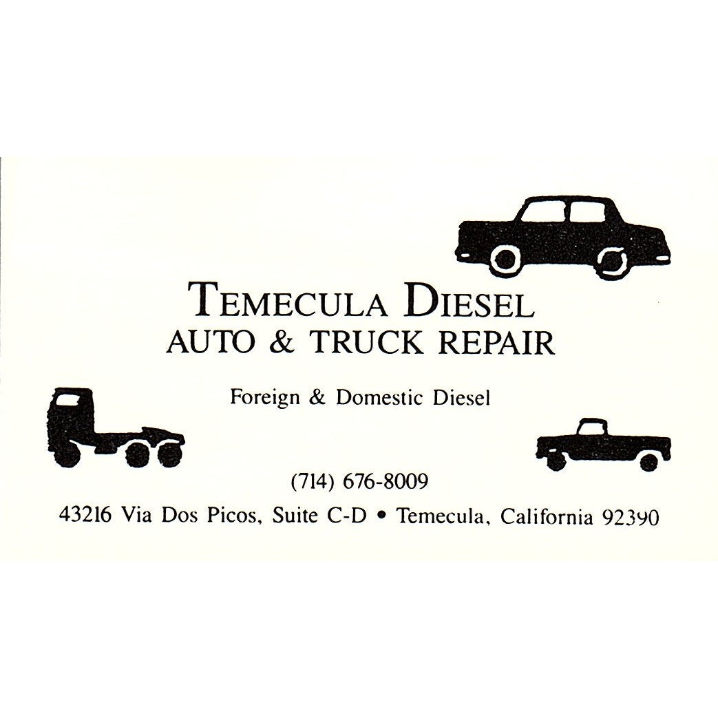 Temecula Diesel Auto & Truck Repair Temecula CA Vintage Business Card SC9-B10