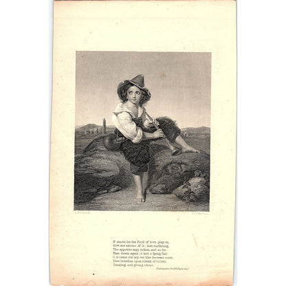 Twelfth Night Act I Engraving William Shakespeare 1884 Poem TA5-CJ-3