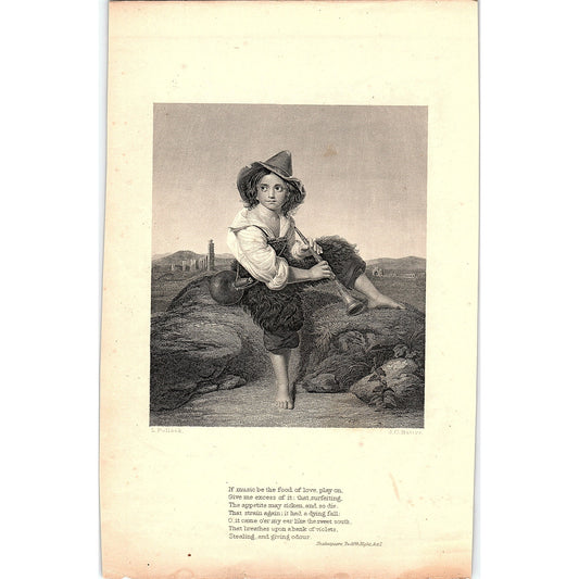 Twelfth Night Act I Engraving William Shakespeare 1884 Poem TA5-CJ-3