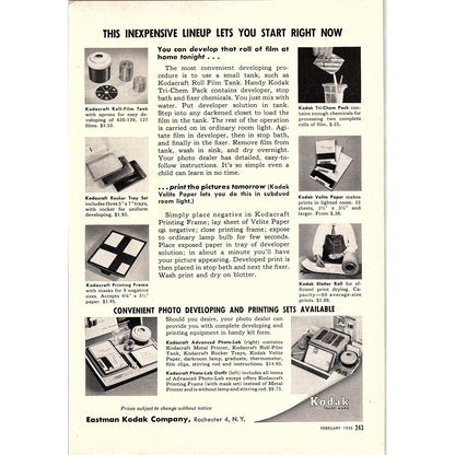 Eastman Kodak Company - Inexpensive Lineup 1955 Ad AG1-6