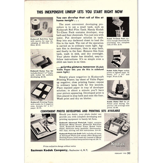 Eastman Kodak Company - Inexpensive Lineup 1955 Ad AG1-6