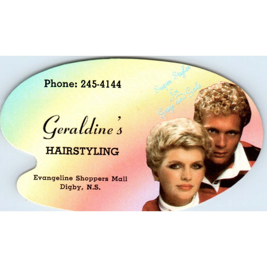 Geraldine's Hair Styling Digby Nova Scotia Vintage Business Card SD8-B11