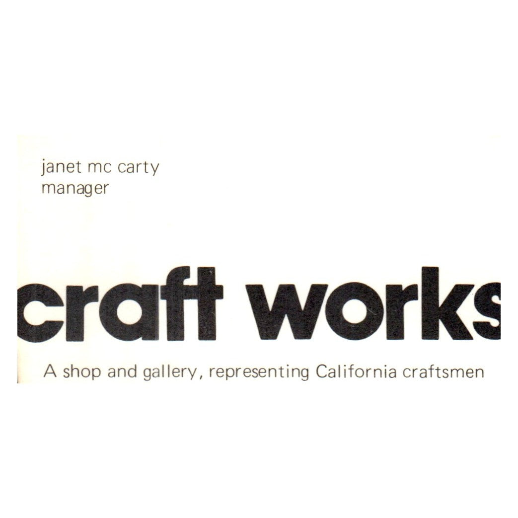 Craft Works Janet McCarty Los Angeles Craftsmen Vintage Business Card SF3-B1