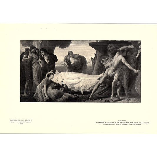 Herakles Wrestling With Death - Leighton - 1908 Litho Art Print AF5-4