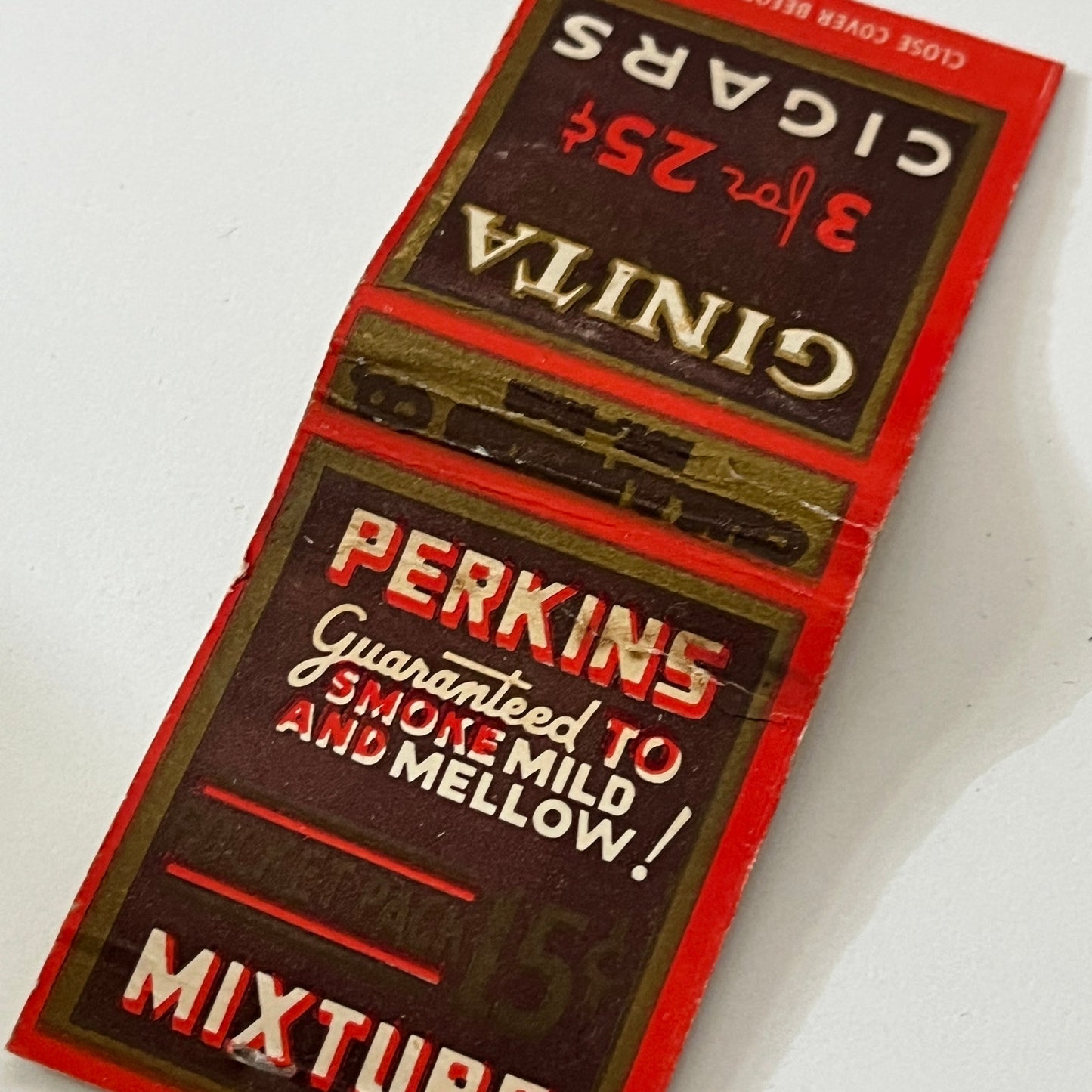 Perkins Tobacco Mixture Ginita Cigars Vintage Matchbook Cover TB6-MB1-13