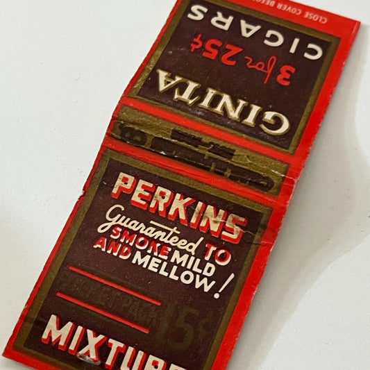 Perkins Tobacco Mixture Ginita Cigars Vintage Matchbook Cover TB6-MB1-13