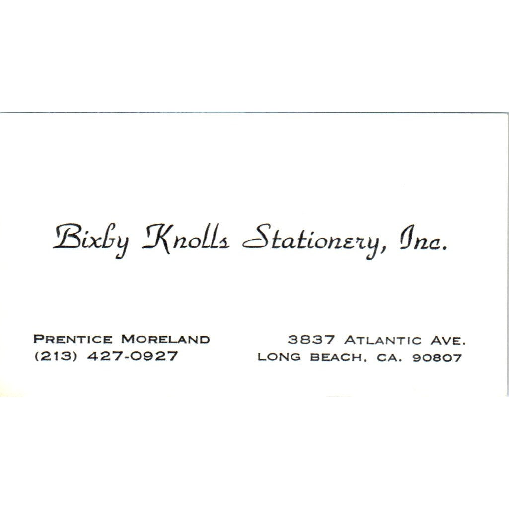 Prentice Moreland Bixby Knolls Stationery Inc Long Beach Business Card SE3-B4