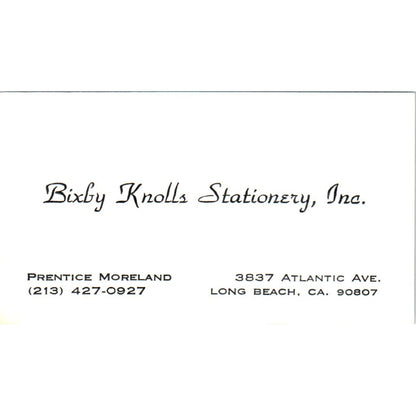 Prentice Moreland Bixby Knolls Stationery Inc Long Beach Business Card SE3-B4