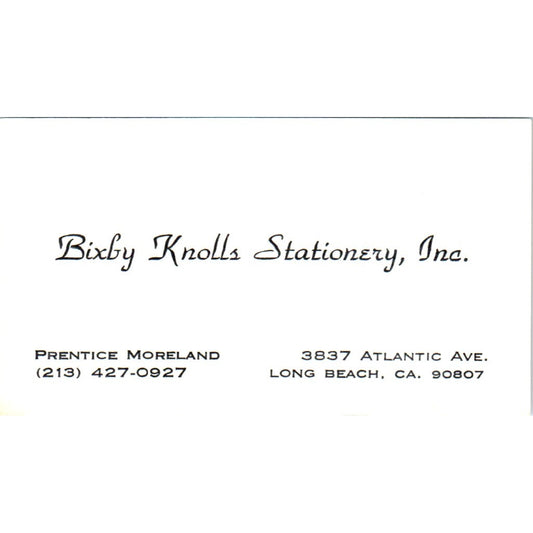 Prentice Moreland Bixby Knolls Stationery Inc Long Beach Business Card SE3-B4