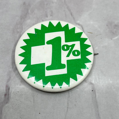 1% Green Starburst Vintage Pinback Button TC5-PB