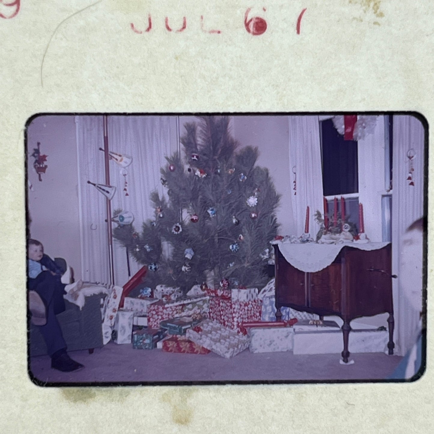 1967 Lot of 12 Original Slides Christmas Trees Convertible Family SB7