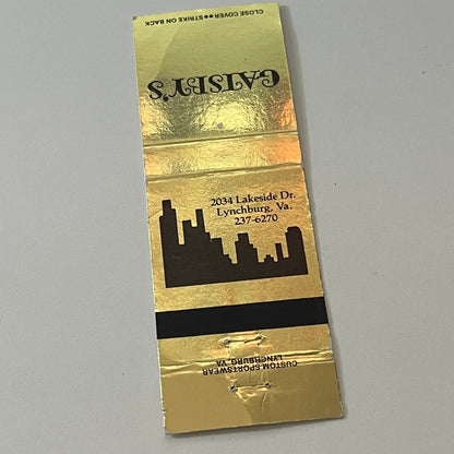 Gatsby's Restaurant Lynchburg VA Vintage Matchbook Cover TB6-MB2-6