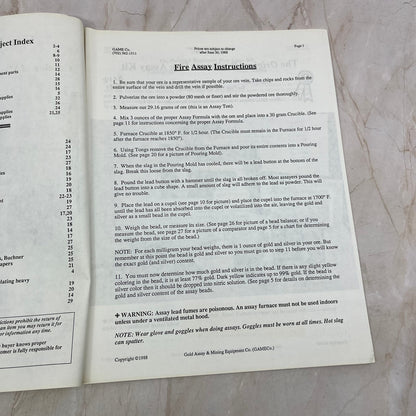 1988 Fire Assay Manual Catalog of Mining Laboratory Equipment M19