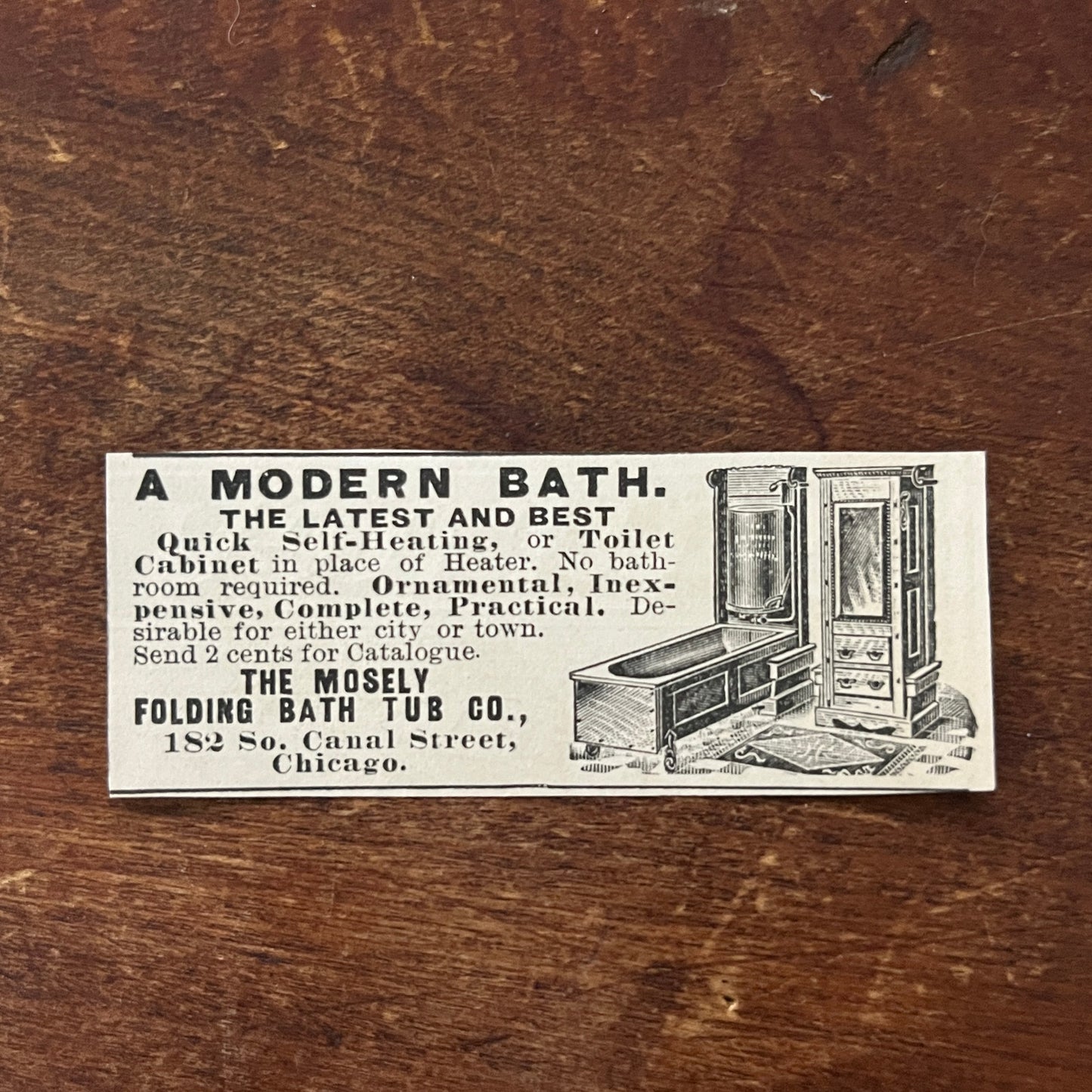 The Mosely Folding Bathtub Co Chicago Murphy Tub 1892 Magazine Ad AK6-S2