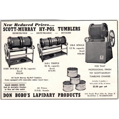 Don Bobo's Lapidary Products Seattle Washington 1964 Magazine Ad AB6-LL1