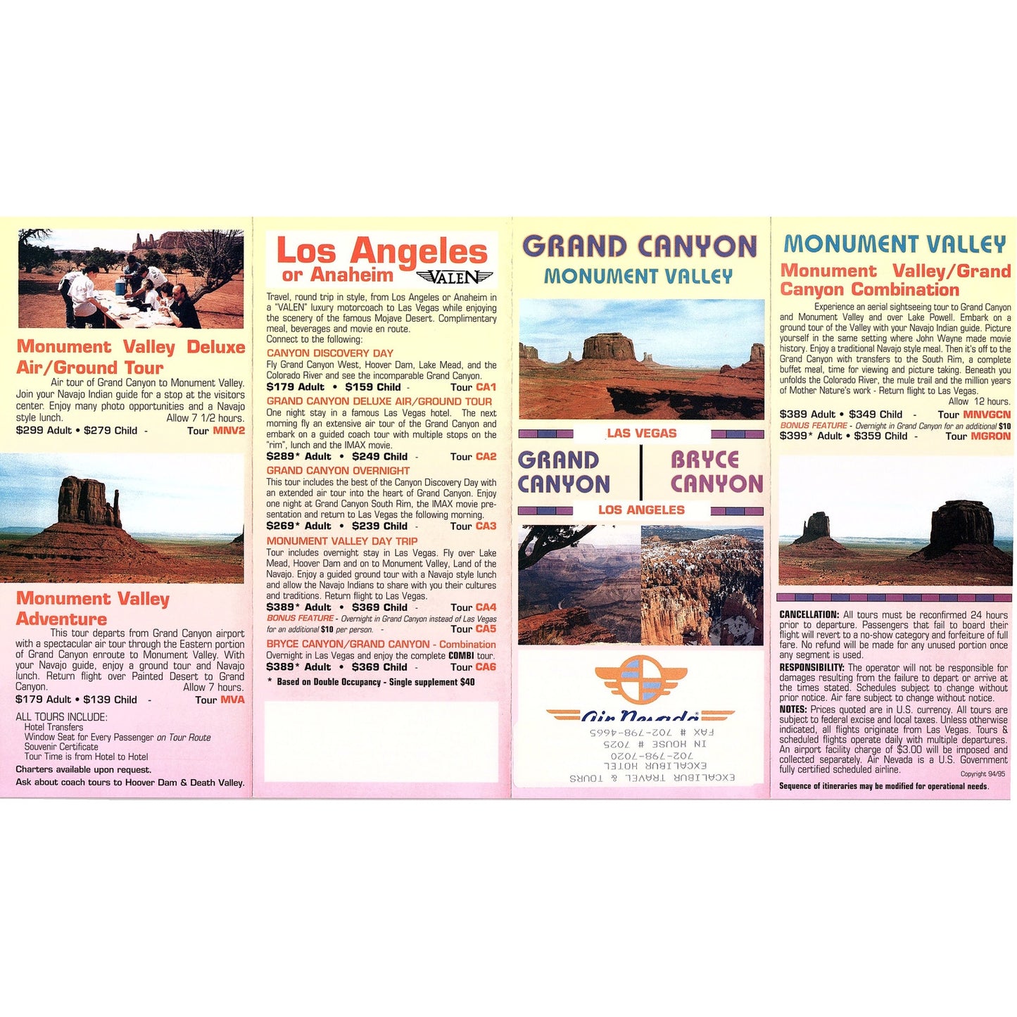 Grand Canyon Monument Valley Air Nevada Vintage Fold Out Travel Brochure TH2-TB1