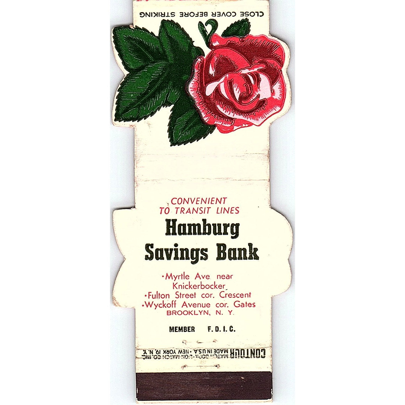 Hamburg Savings Bank Brooklyn NY Vintage Matchbook TB6-MB2-7