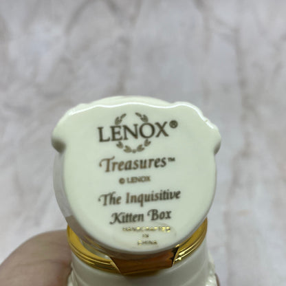 Lenox Treasures Porcelain Inquisitive Kitten Box Trinket Box 3" TI8