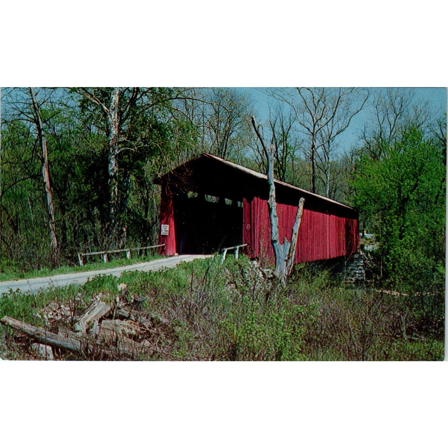 Cataract Falls Bridge Owen County IN Vintage Covered Bridge Postcard PD3