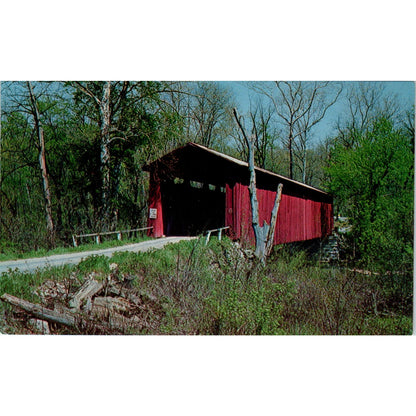 Cataract Falls Bridge Owen County IN Vintage Covered Bridge Postcard PD3