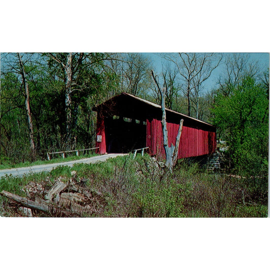 Cataract Falls Bridge Owen County IN Vintage Covered Bridge Postcard PD3